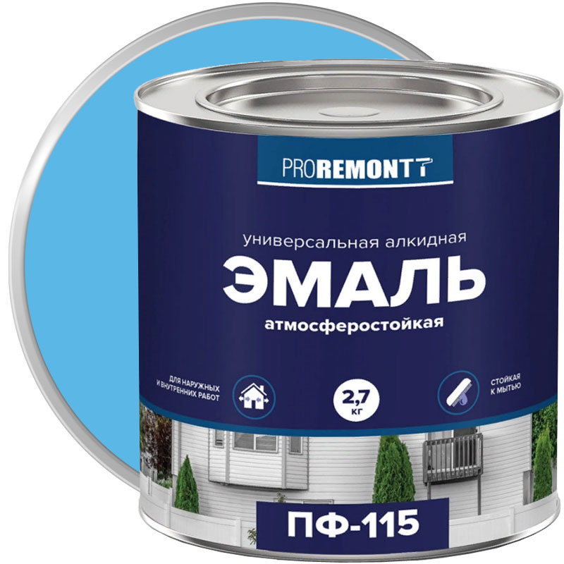 Эмаль ПФ-115 PROREMONTT Голубая глянцевая 2,7 кг